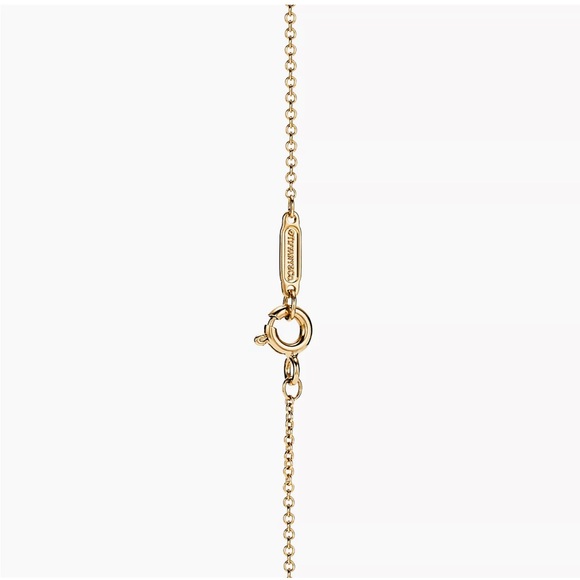 Tiffany 18k Gold Blue Mini Double Heart Tag Pendant Necklace - Picture 4 of 6